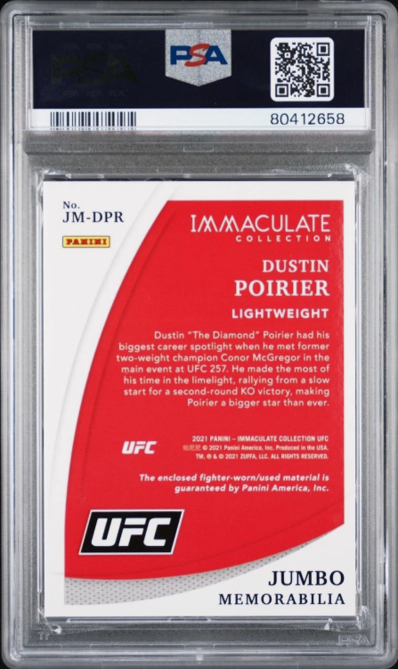 2021 PANINI IMMACULATE COLLECTION JUMBO MEMORABILIA DPR DUSTIN POIRIER GLOVES